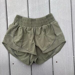 Olive Green Lululemon Hotty Hot Shorts